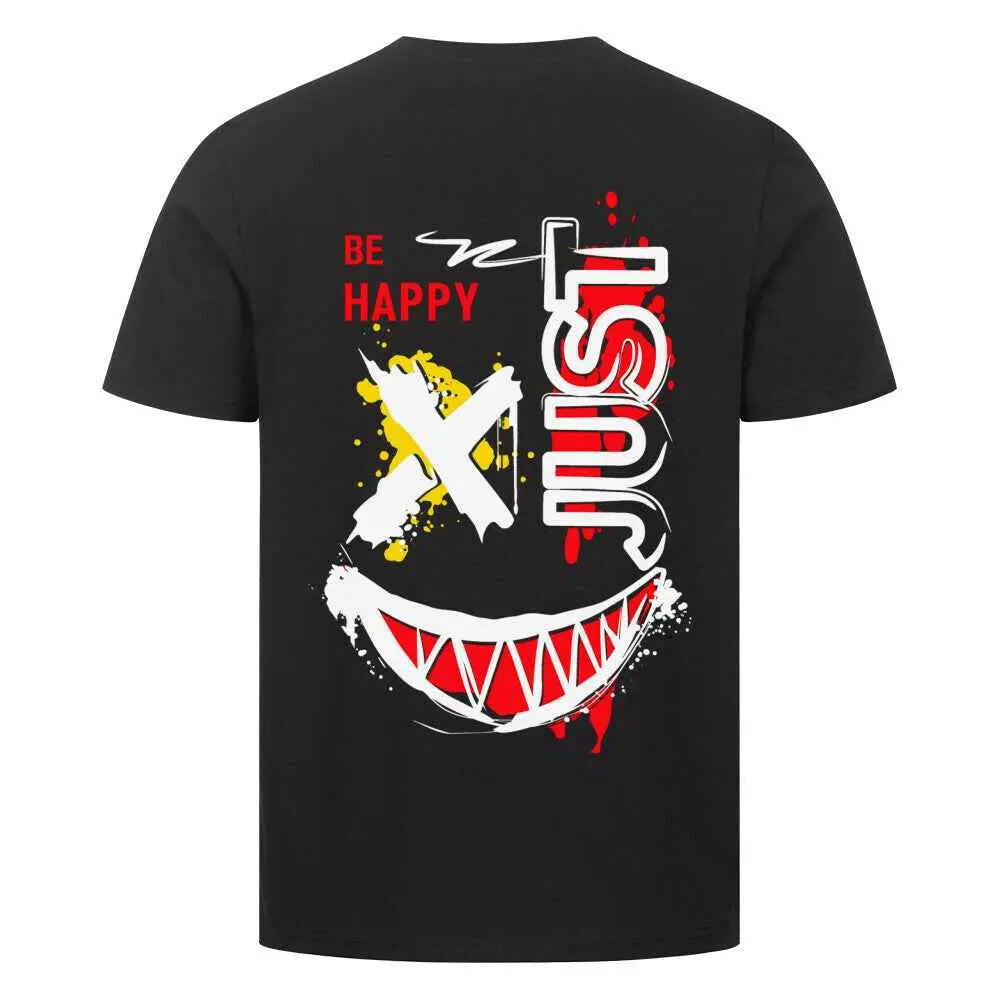 Herren T-Shirt Be Happy Just – Stylisches und bequemes Motiv-Tee für positive Vibes