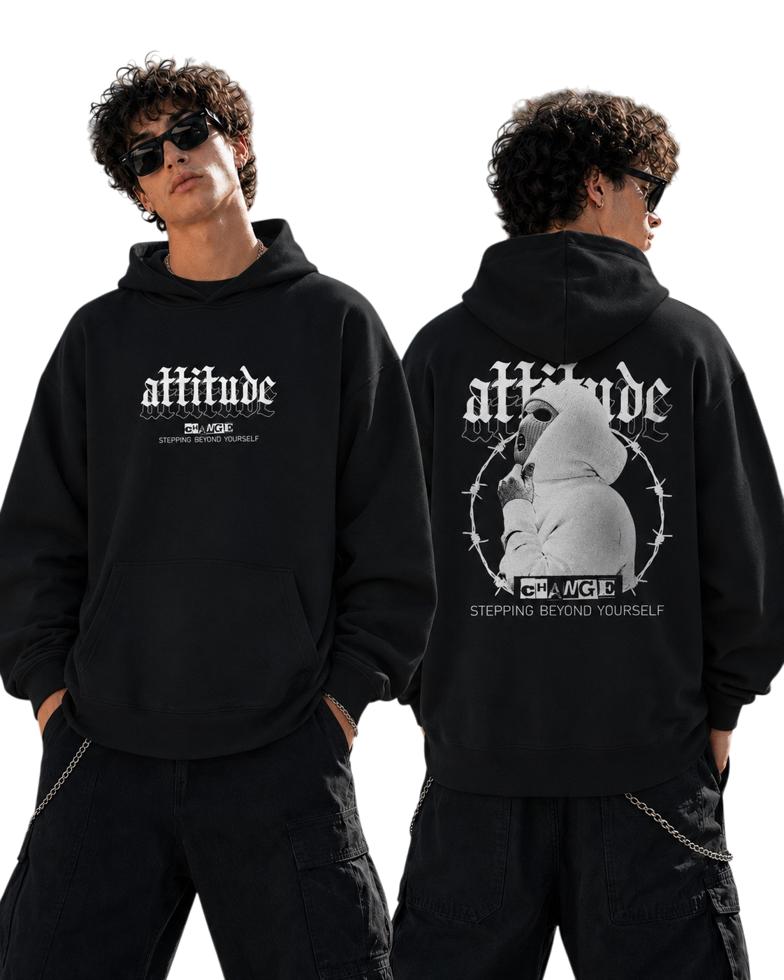 Attitude Change Oversized Hoodie mit Rückenprint – 300 GSM | Shirtyseven
